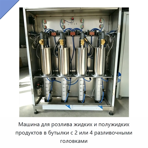 Машина для розлива жидких и полужидких продуктов в бутылки с 2 или 4 разливочными головками