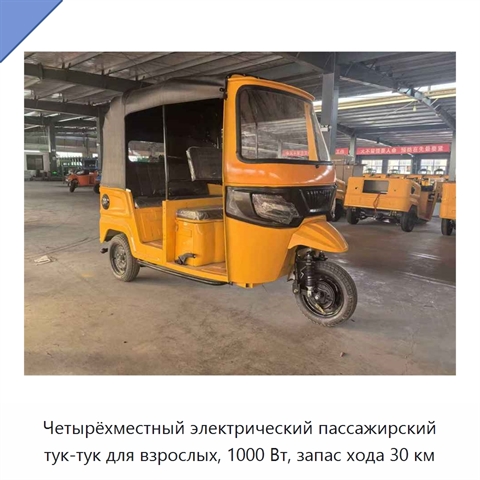 Четырёхместный электрический пассажирский тук-тук для взрослых, 1000 Вт, запас хода 30 км