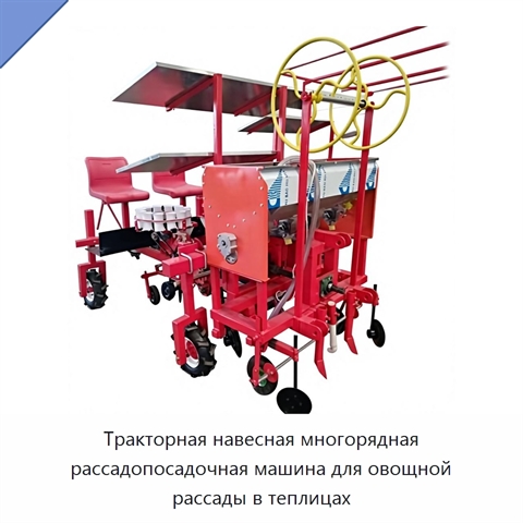 Тракторная навесная многорядная рассадопосадочная машина для овощной рассады в теплицах