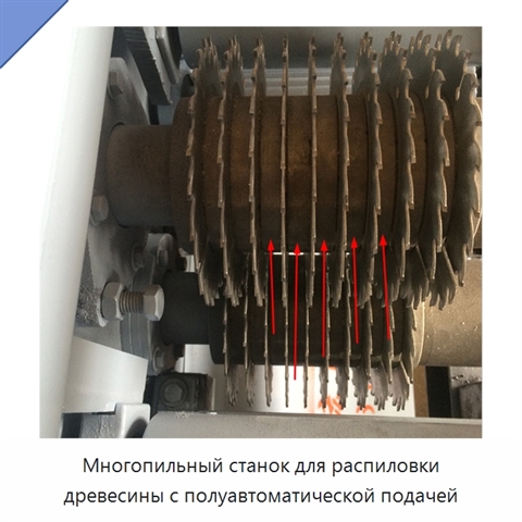 Многопильный станок для распиловки древесины с полуавтоматической подачей