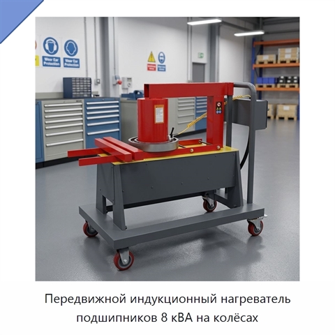 Передвижной индукционный нагреватель подшипников 8 кВА на колёсах