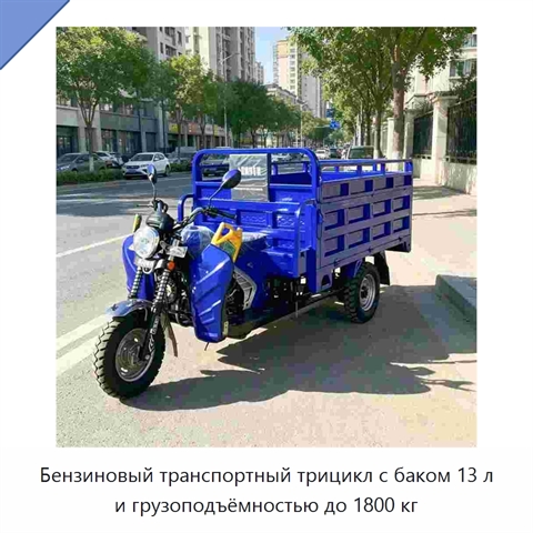 Бензиновый транспортный трицикл с баком 13 л и грузоподъёмностью до 1800 кг