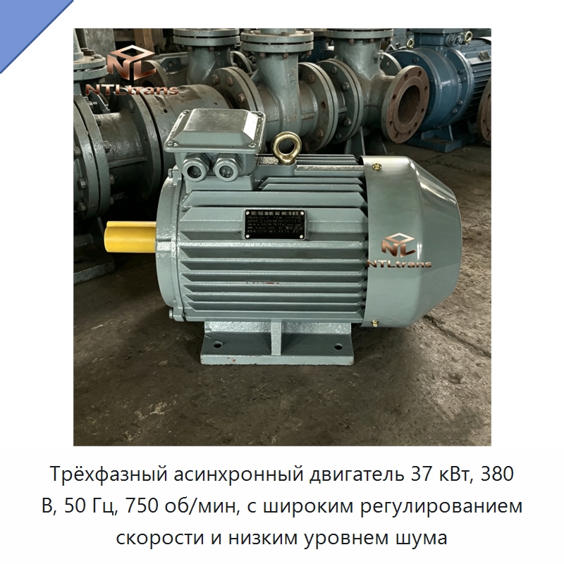Трёхфазный асинхронный двигатель 37 кВт, 380 В, 50 Гц, 750 об/мин, с широким регулированием скорости и низким уровнем шума — Электродвигатели переменного тока