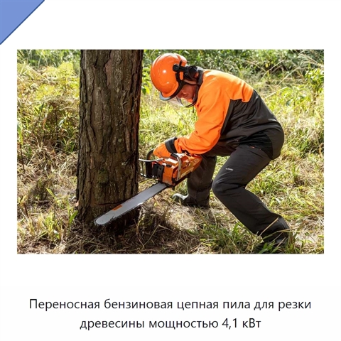 Переносная бензиновая цепная пила для резки древесины мощностью 4,1 кВт