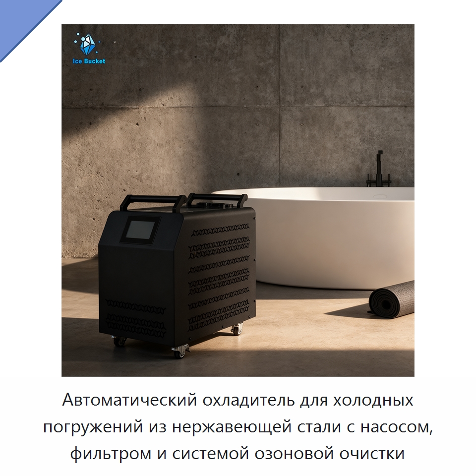 Автоматический охладитель для холодных погружений из нержавеющей стали с насосом, фильтром и системой озоновой очистки — Охладительное оборудование