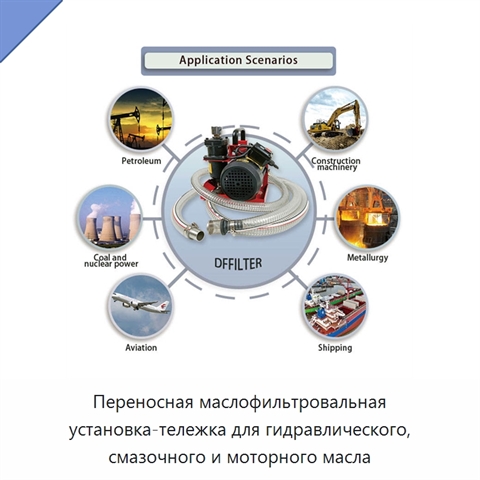 Переносная маслофильтровальная установка-тележка для гидравлического, смазочного и моторного масла