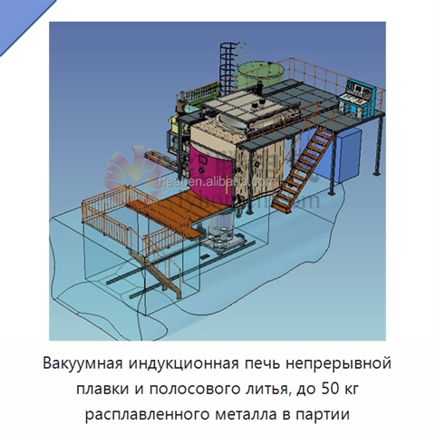 Вакуумная индукционная печь непрерывной плавки и полосового литья, до 50 кг расплавленного металла в партии