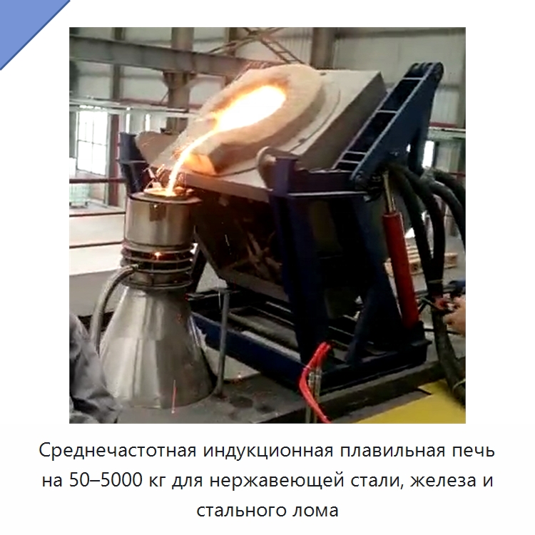 Среднечастотная индукционная плавильная печь на 50–5000 кг для нержавеющей стали, железа и стального лома — Промышленные печи