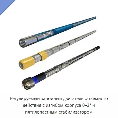 Регулируемый забойный двигатель объёмного действия с изгибом корпуса 0–3° и пятилопастным стабилизатором