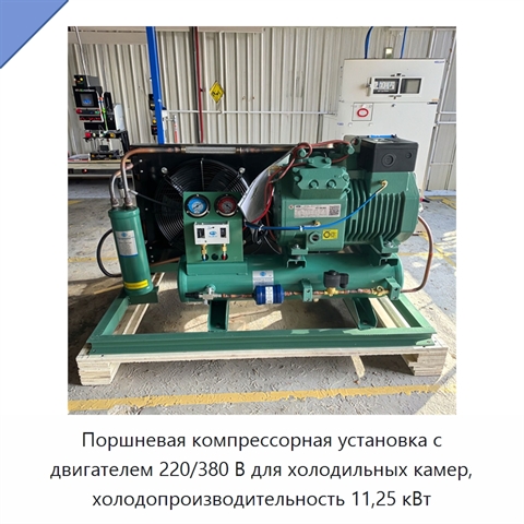 Поршневая компрессорная установка с двигателем 220/380 В для холодильных камер, холодопроизводительность 11,25 кВт