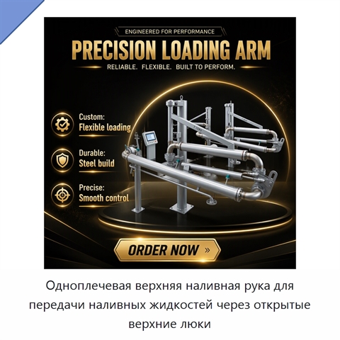 Одноплечевая верхняя наливная рука для передачи наливных жидкостей через открытые верхние люки