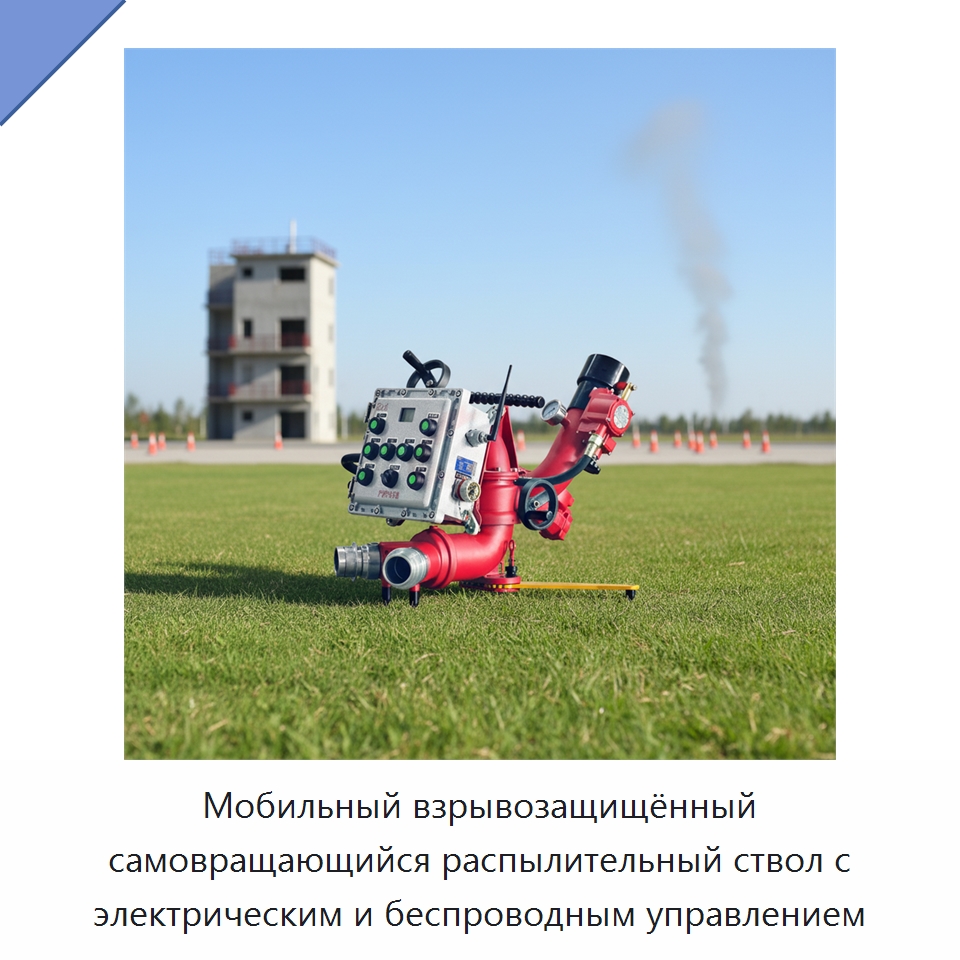 Мобильный взрывозащищённый самовращающийся распылительный ствол с электрическим и беспроводным управлением
