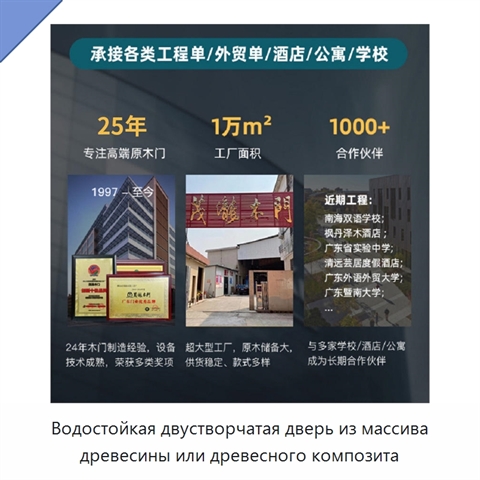 Водостойкая двустворчатая дверь из массива древесины или древесного композита