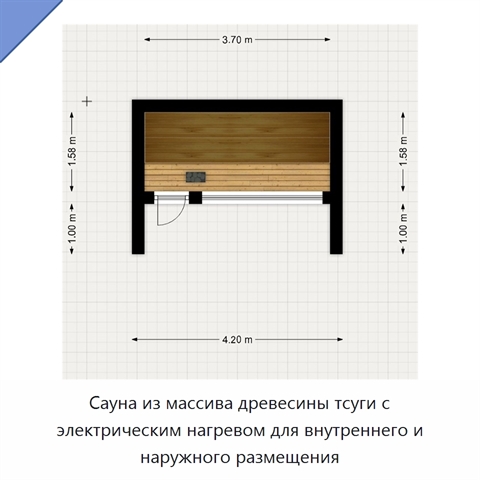 Сауна из массива древесины тсуги с электрическим нагревом для внутреннего и наружного размещения