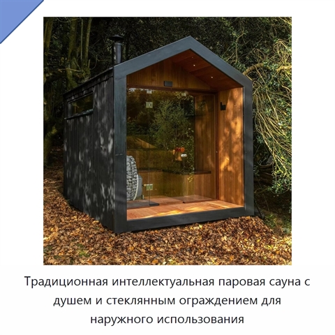 Традиционная интеллектуальная паровая сауна с душем и стеклянным ограждением для наружного использования