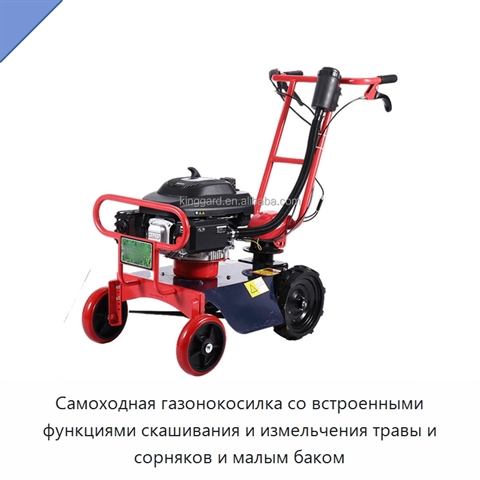 Самоходная газонокосилка со встроенными функциями скашивания и измельчения травы и сорняков и малым баком