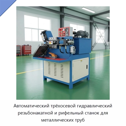 Автоматический трёхосевой гидравлический резьбонакатной и рифельный станок для металлических труб