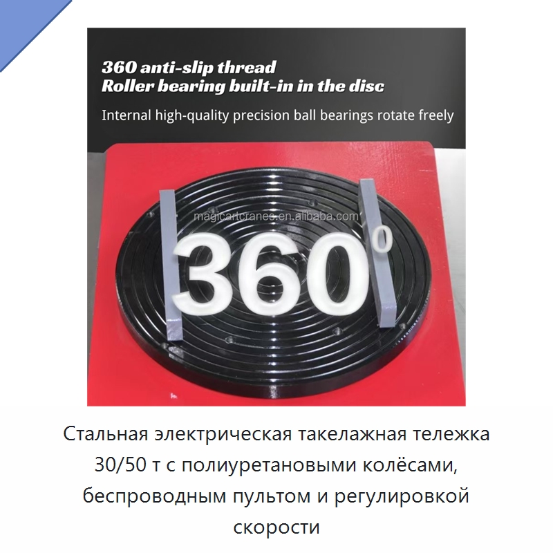 Стальная электрическая такелажная тележка 30/50 т с полиуретановыми колёсами, беспроводным пультом и регулировкой скорости — Специальное подъемно-транспортное оборудование