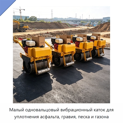 Малый одновальцовый вибрационный каток для уплотнения асфальта, гравия, песка и газона