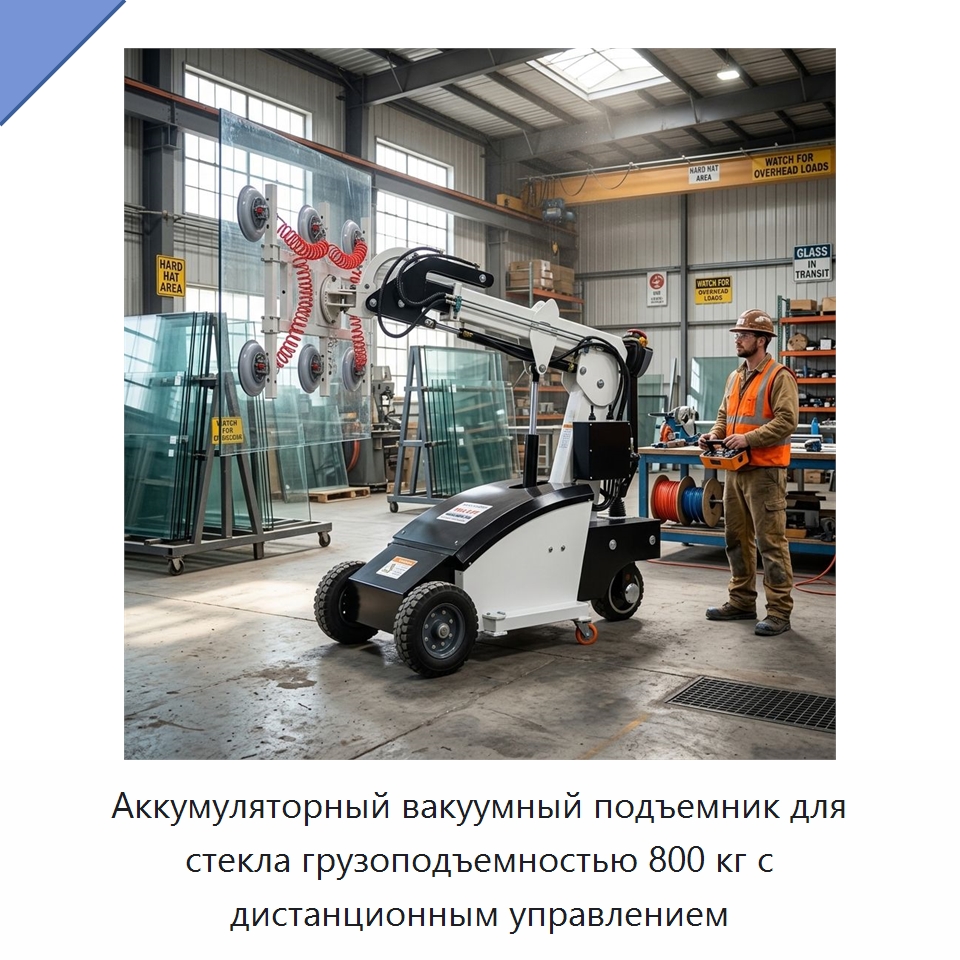 Аккумуляторный вакуумный подъемник для стекла грузоподъемностью 800 кг с дистанционным управлением — Вакуумные грузозахваты